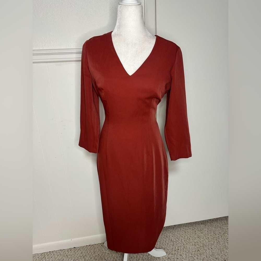 ANTONIO MELANI Burnt Orange Long Sleeve Dress Polyester size 4